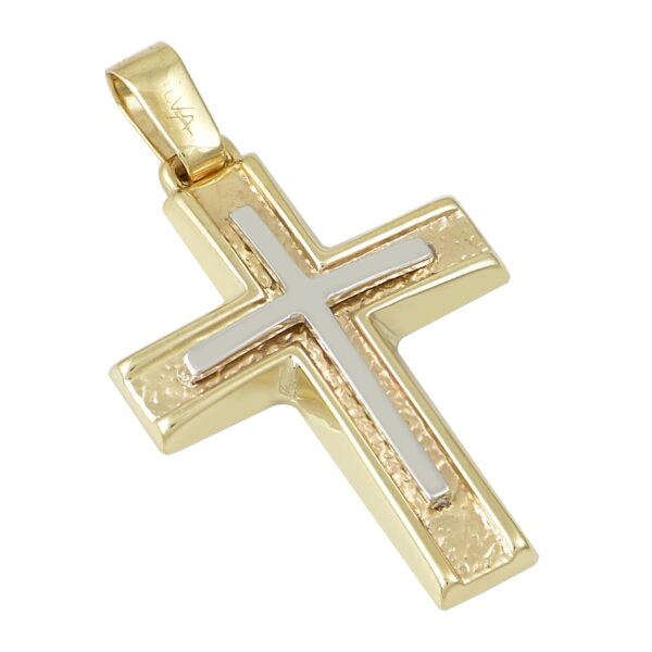 Χρυσός δίχρωμος Σταυρός Ανδρικός K14