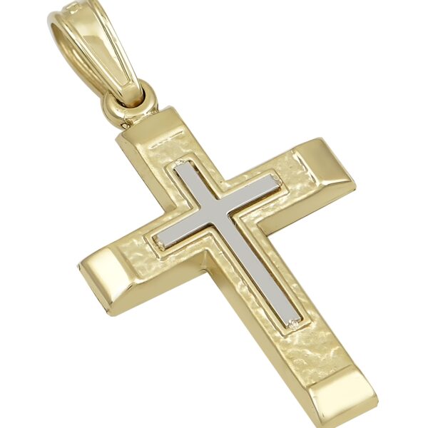 Χρυσός δίχρωμος Σταυρός Ανδρικός K14