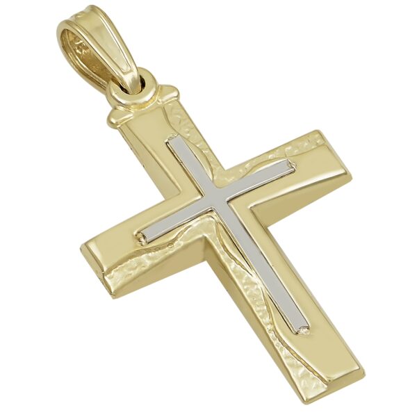 Χρυσός δίχρωμος Σταυρός Ανδρικός K14